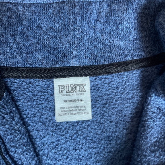 PINK Victoria’s Secret Blue and Black Quarter Zip Pullover Size Small - Picture 5 of 6